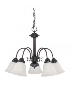 Nuvo 60-3141 Ballerina - 5 Light Chandelier With Frosted White Glass - Mahogany Bronze Finish