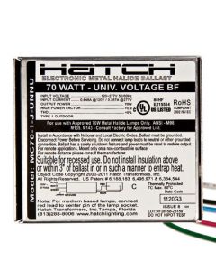 Hatch Mini MC70-1-J-UNNU 70 Watt Electronic Metal Halide Ballast - BACKORDERED Until JANUARY 2022