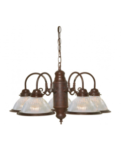 Nuvo SF76-445 5 Light - Chandelier With Clear Ribbed Glass - Old Bronze Finish