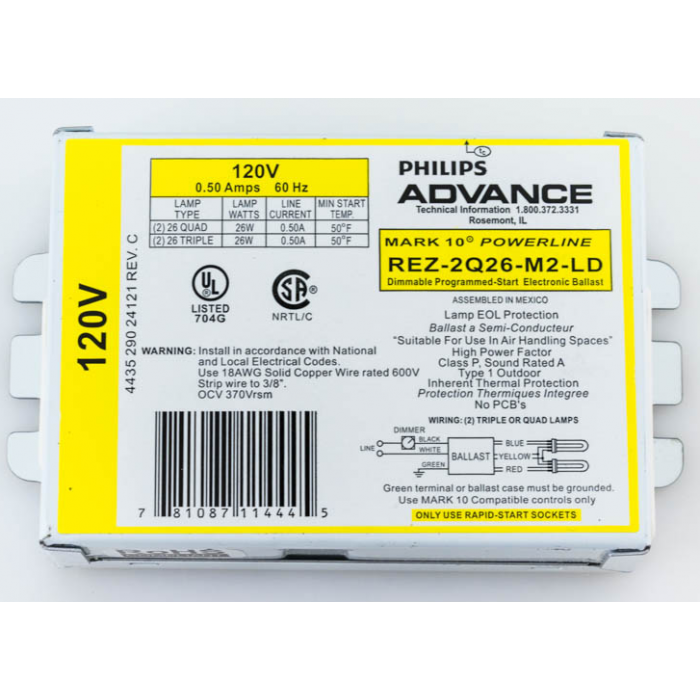 REZ-2Q26-M2-LD Advance Mark 10 CFL Electronic Dimming Ballast